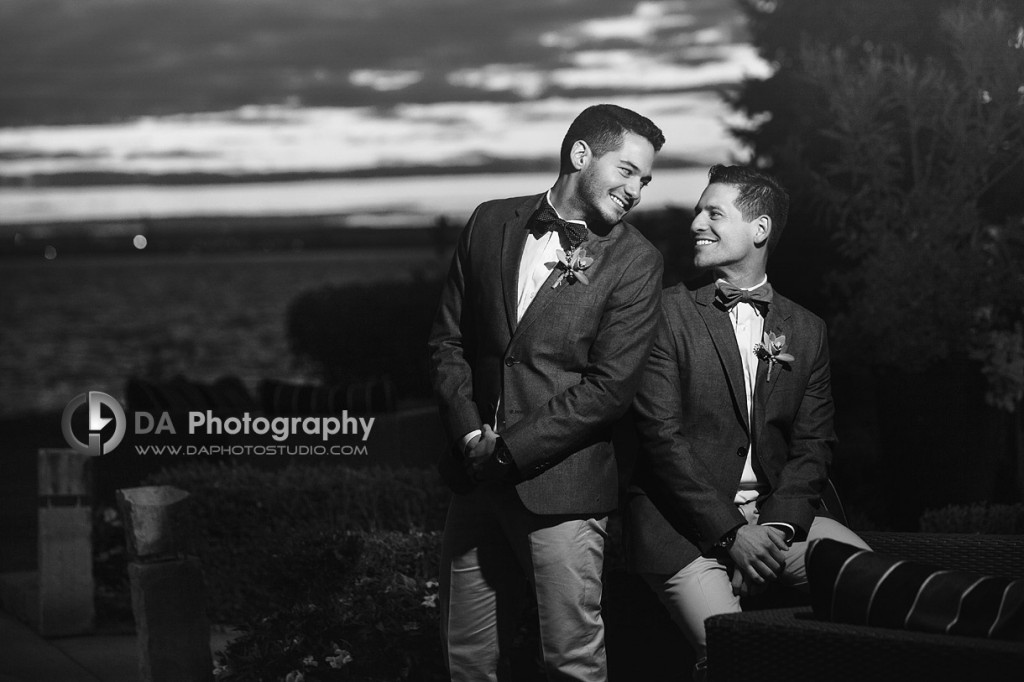 The Look if Love at sunset in Fall - Same Sex Weddings by DA Photography at EdgeWater Manor - www.daphotostudio.com