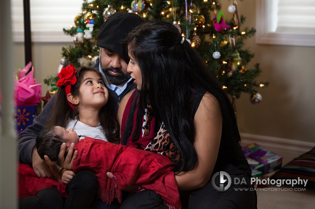 Christmas Family Portrait with the new addition - Newborn baby photos by DA Photography - www.daphotostudio.com