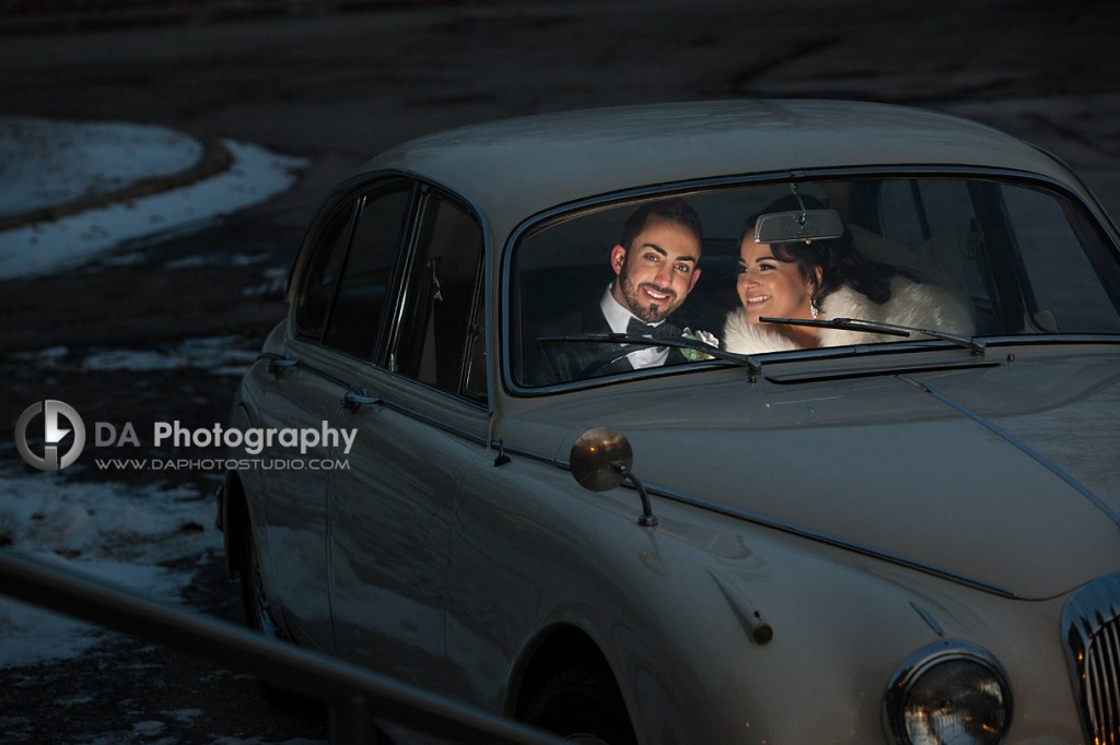 Night drive in a Buggy Car - Winter wedding at Liberty Grand by DA Photography , www.daphotostudio.com