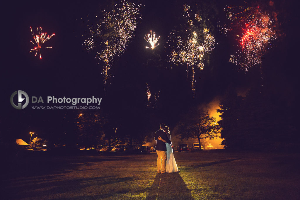Fireworks during bride and groom fist dance under stars - Fireworks by DA Photography at Terrace on the Green - www.daphotostudio.com