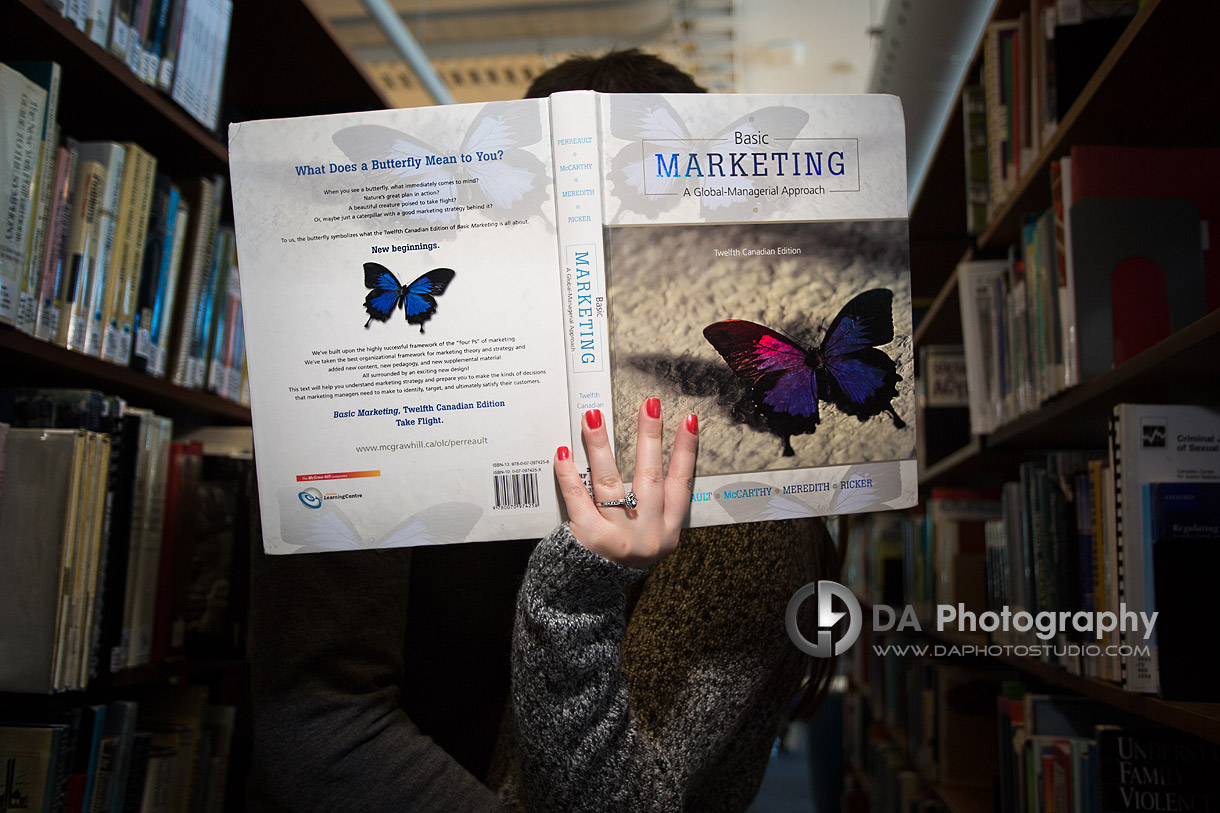 Library photography session at Mohawk College - Winter engagement by Dragi Andovski