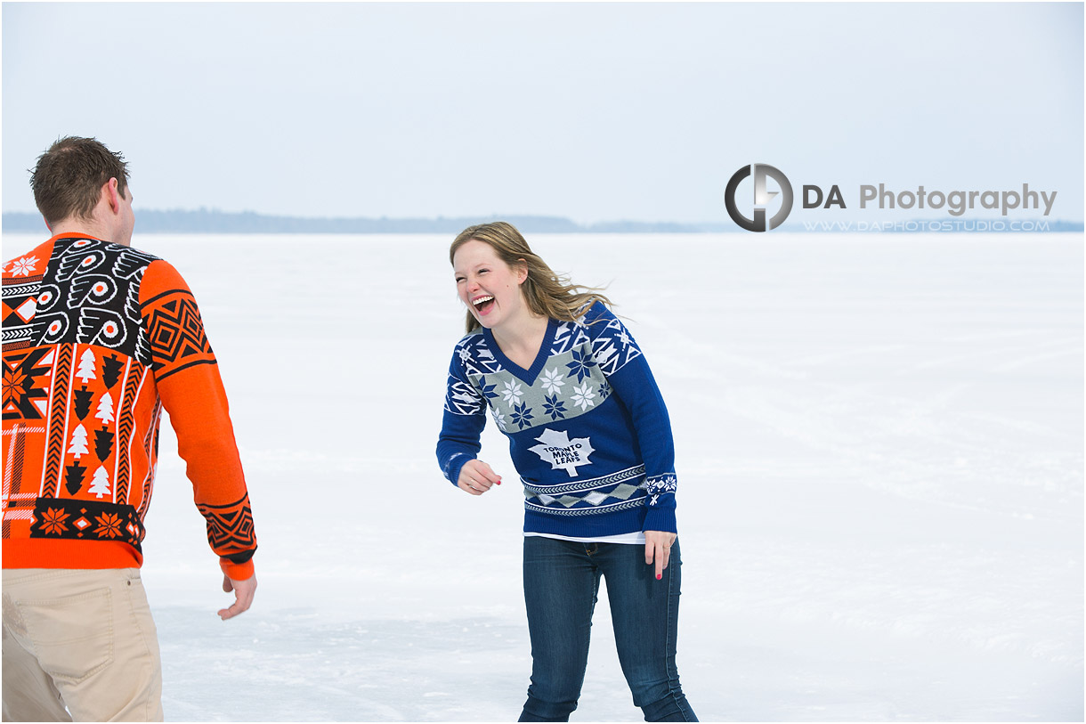 Winter Engagement Photo in Orillia