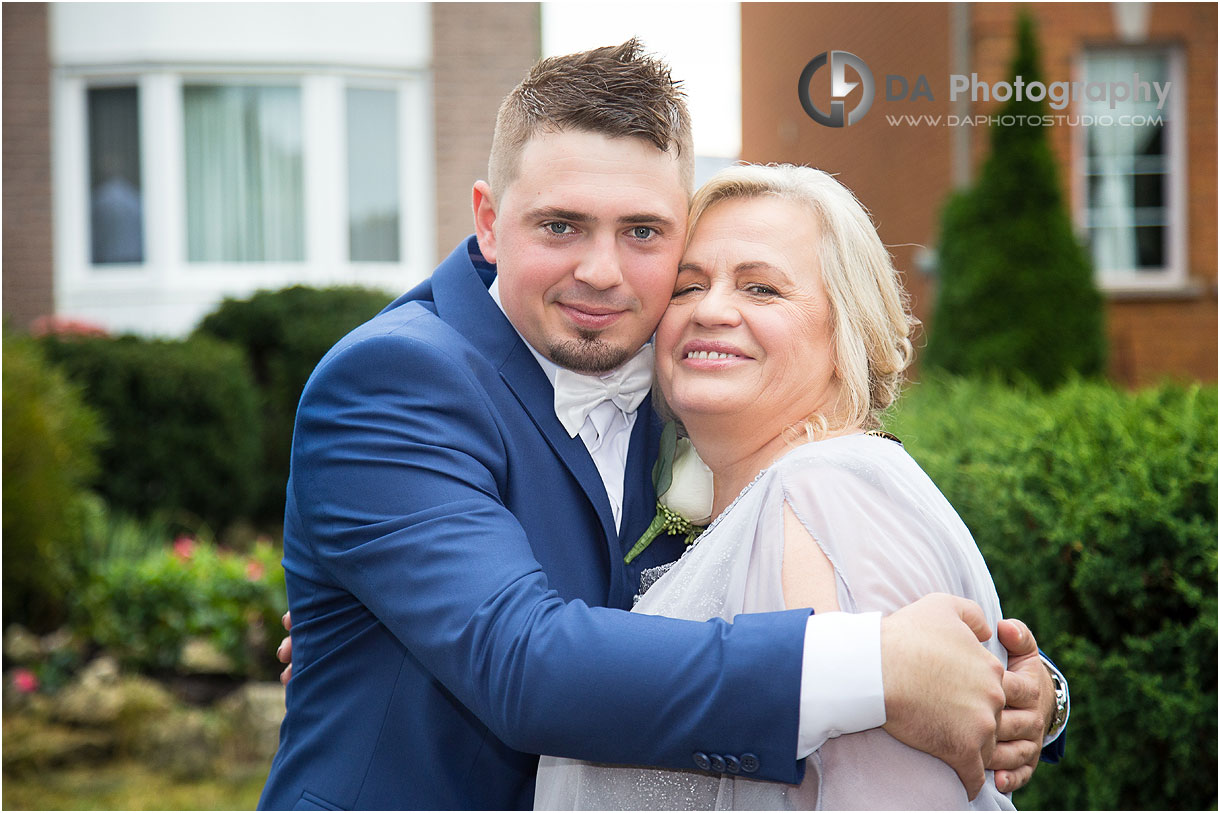 Groom with his mom on a wedding day