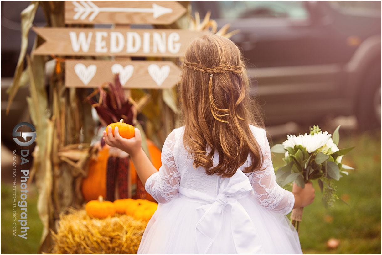 Flower girl in a fall wedding