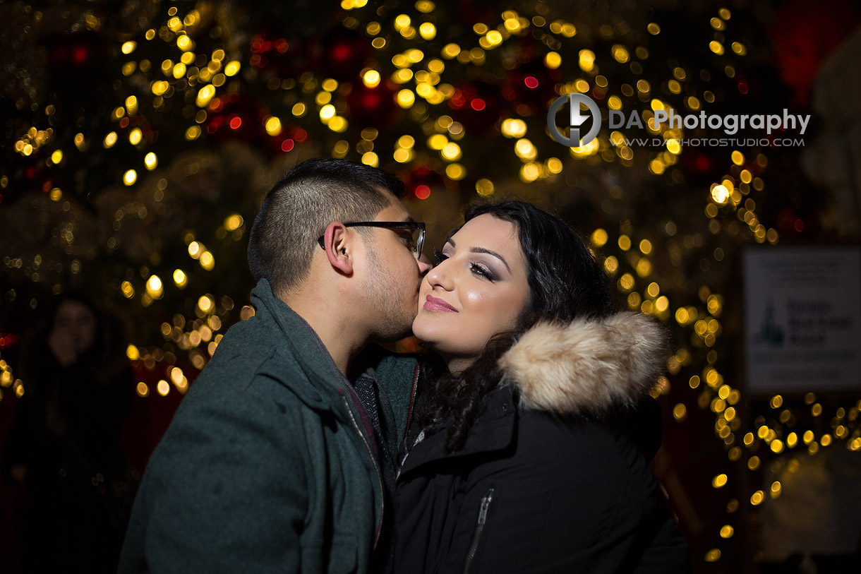 Distillery District Winter Engagement Picture