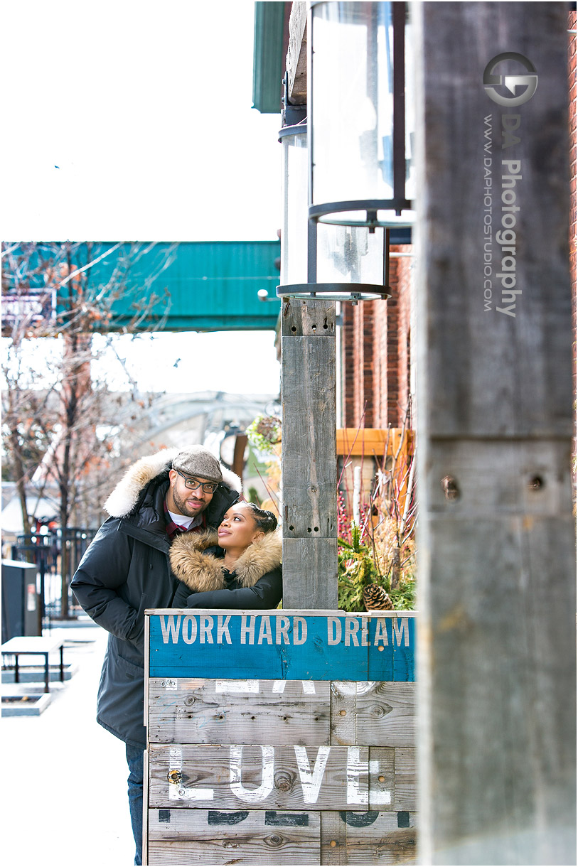 Fun Engagement Photographers at Distillery District 