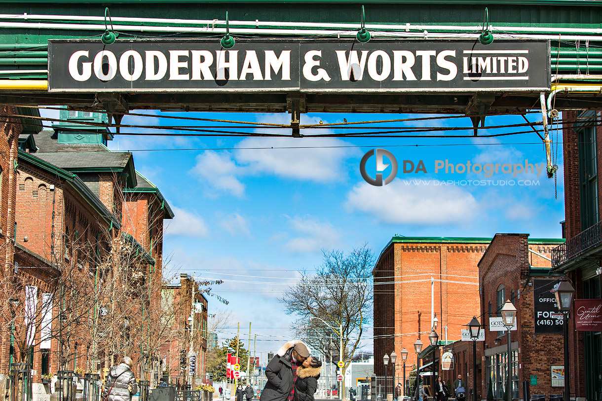 Distillery District engagement Photographer