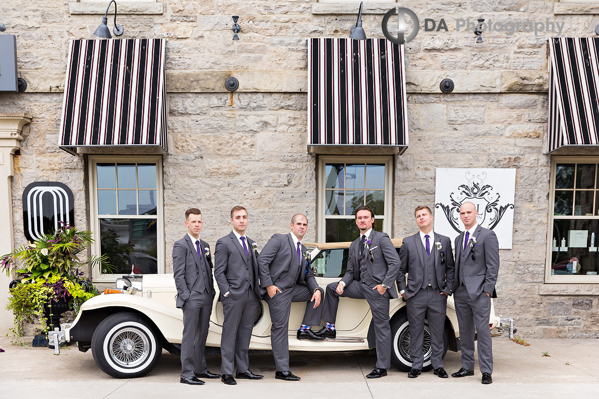 Vintage car wedding photos at Stone Mill Inn