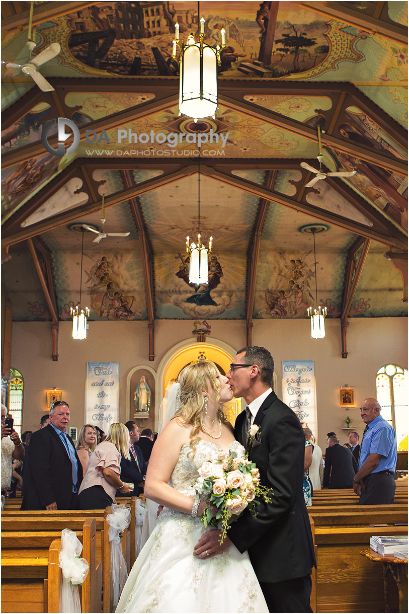 Bride and Groom at St. Joseph Church in Brantford