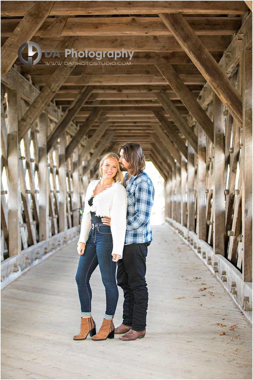 Engagement Photo at the Covered Bridge in Guelph