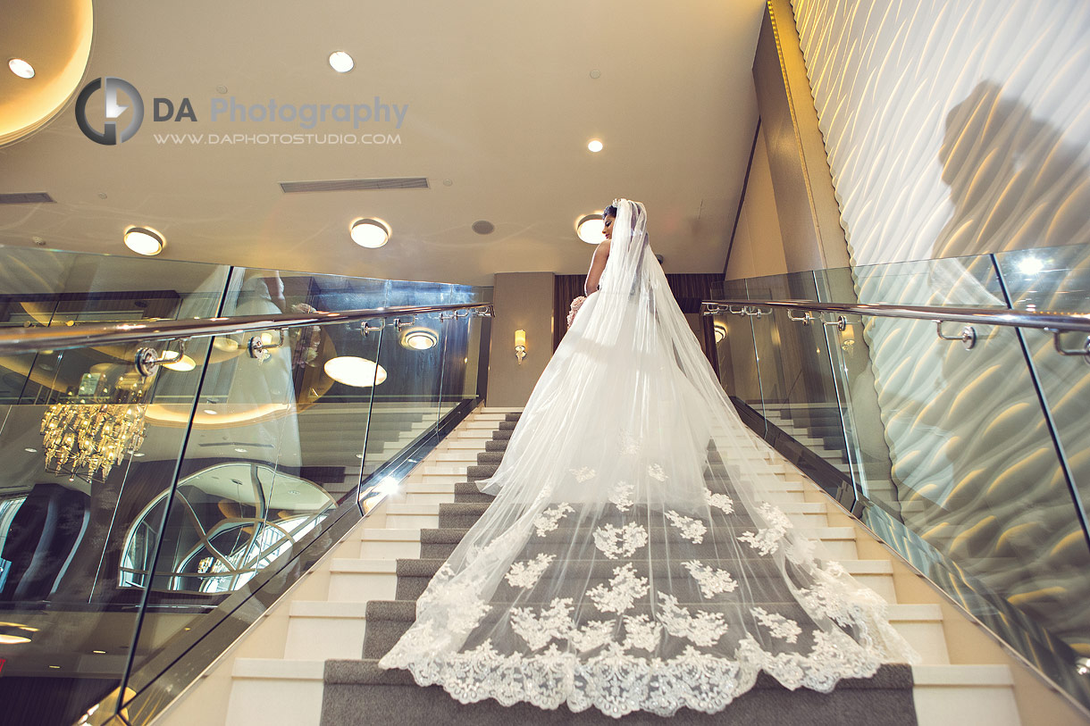 Wedding Dress at the stairs in Etobicoke