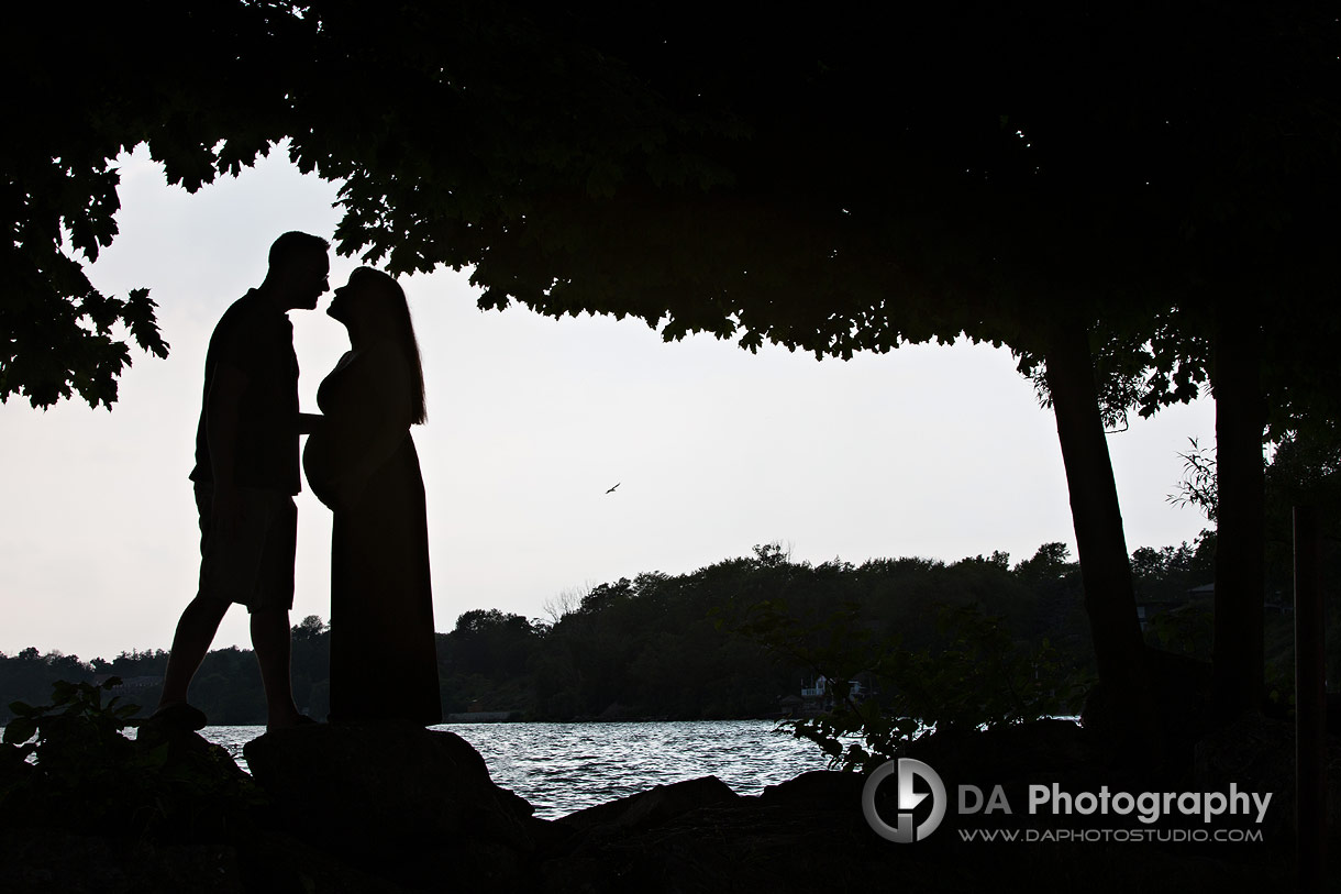 Silhouette portraits by the lake