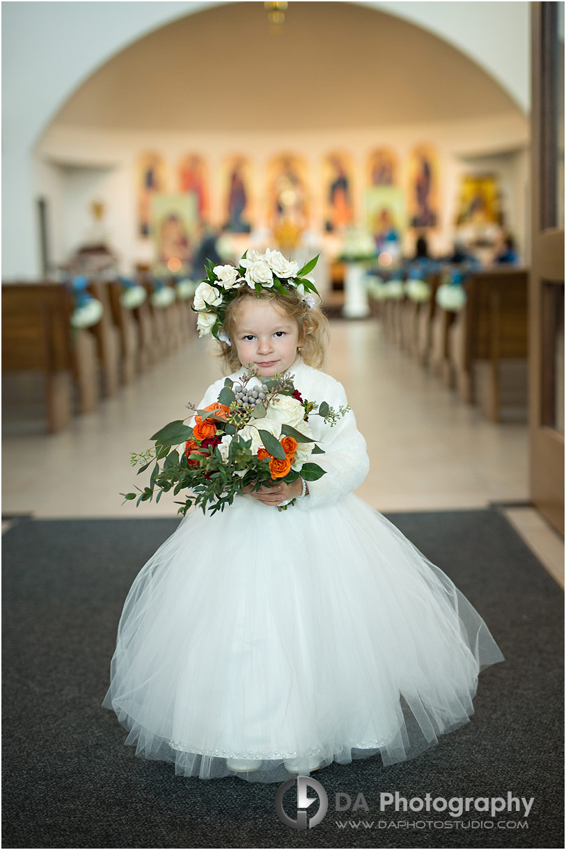 Flower girl on a church wedding