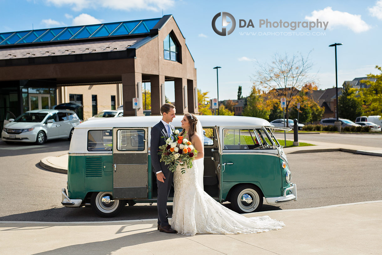 Photo of Wedding couple with vintage Volkswagen van