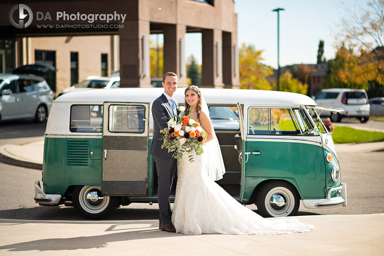 Oakville church wedding with vintage Volkswagen van