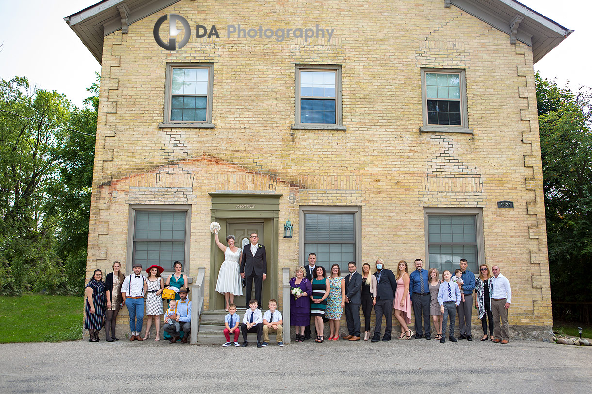 Group Wedding photo at Doon Chapel in Kitchener