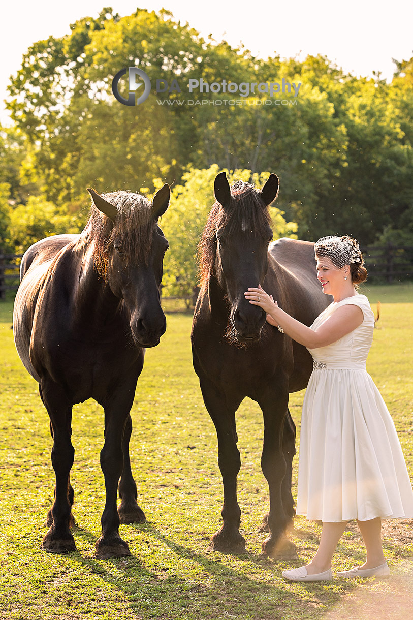 Bride with horses at NithRidge Estate