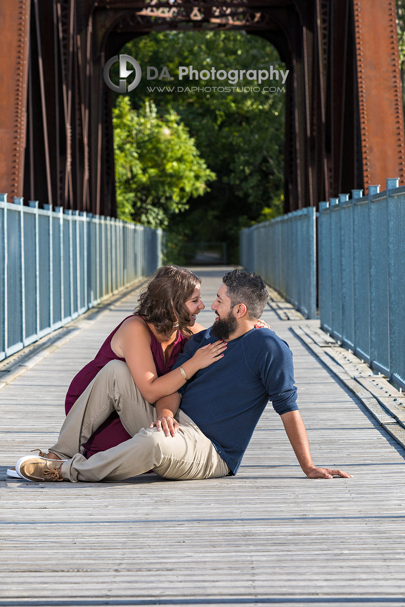 Engagement photography at Waterfront Black Bridge in Simcoe