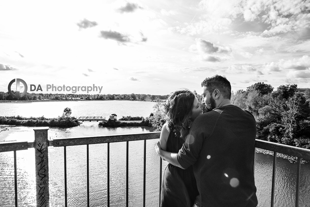 Engagement photographer at Waterfront Black Bridge in Simcoe