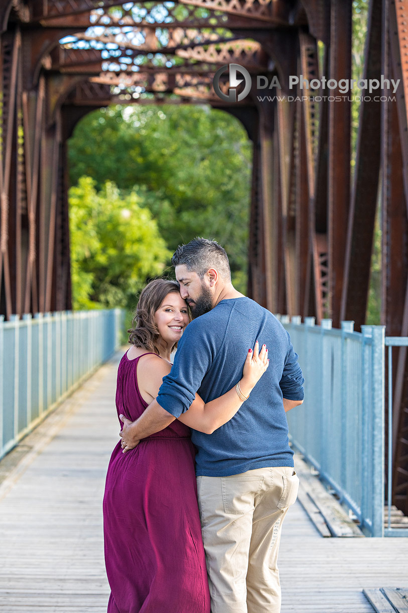 Waterfront Black Bridge engagement photo