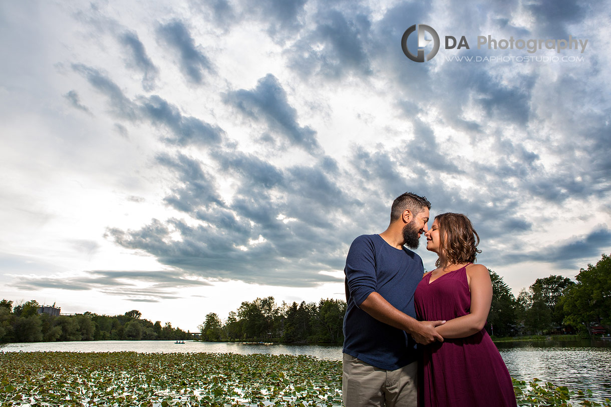 Intimate engagement photography in Simcoe at sunset