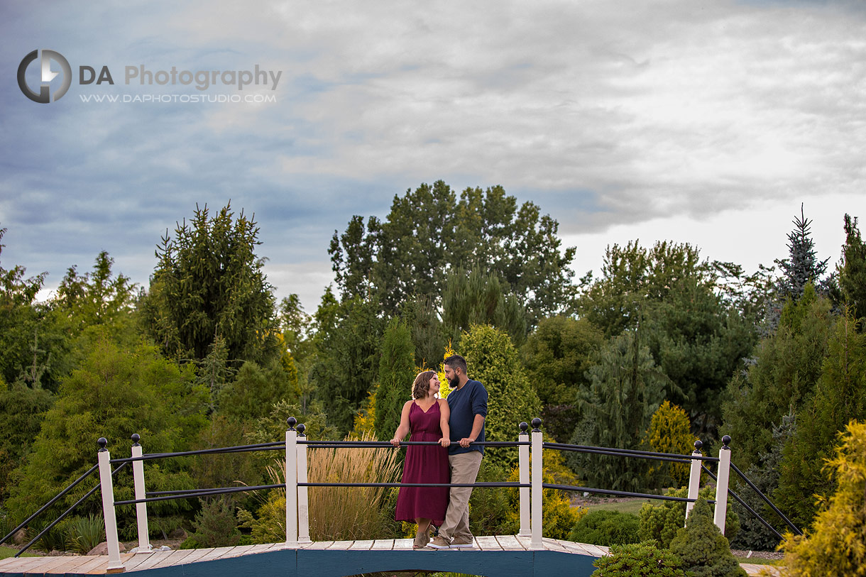 Intimate engagement photo at Whistling Gardens