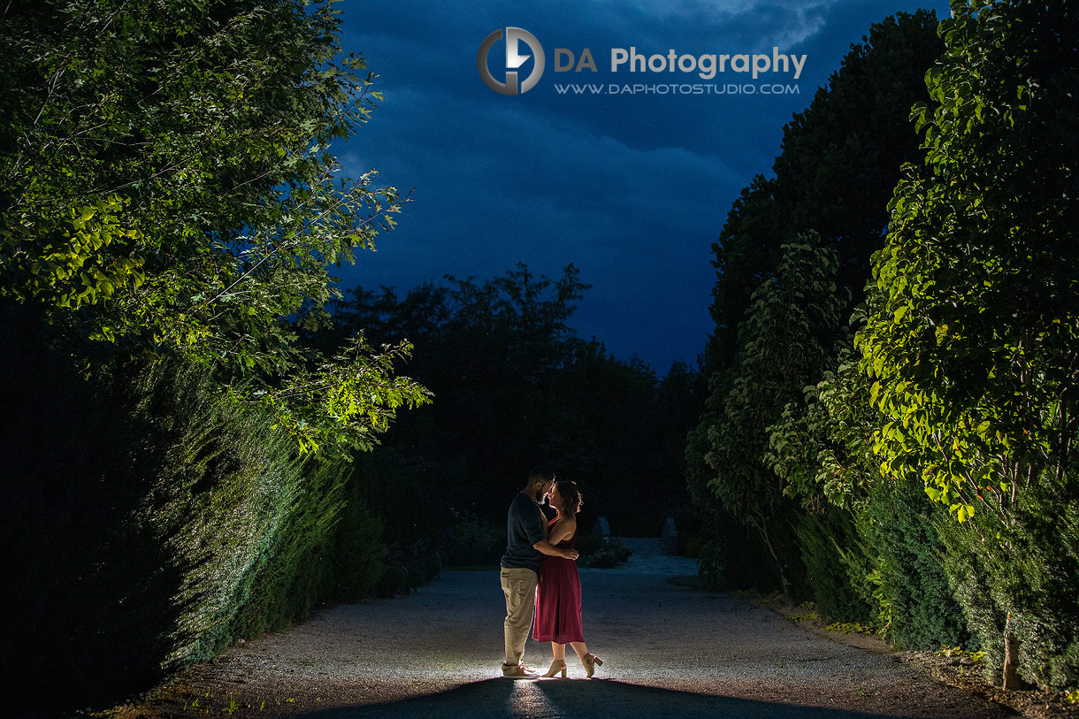 Whistling Gardens twilight engagement photos