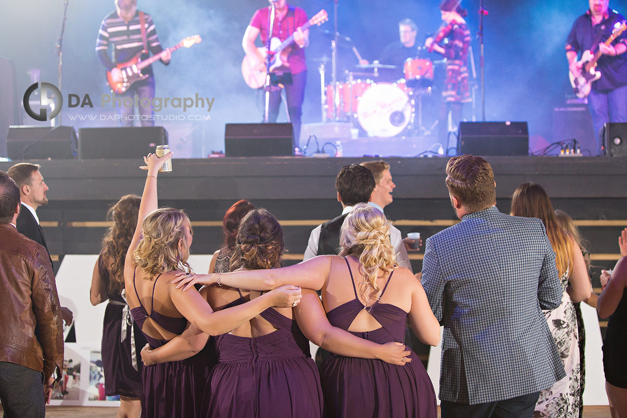 Band performance during wedding reception in Muskoka