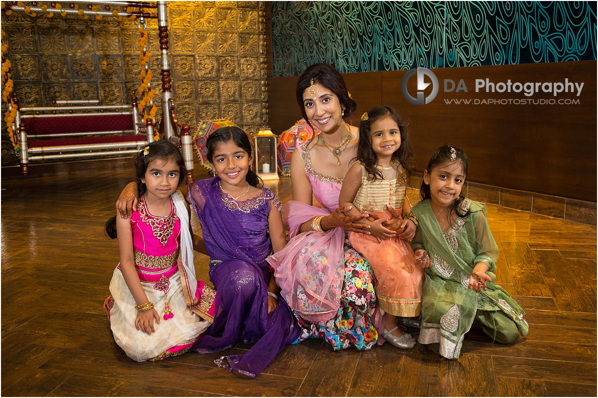 Indian Bride with the little girls dress in sari's