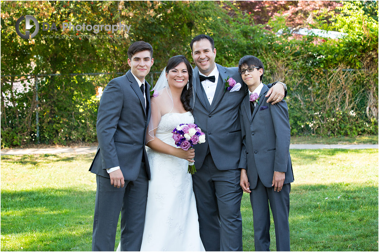 Family photos on a wedding day