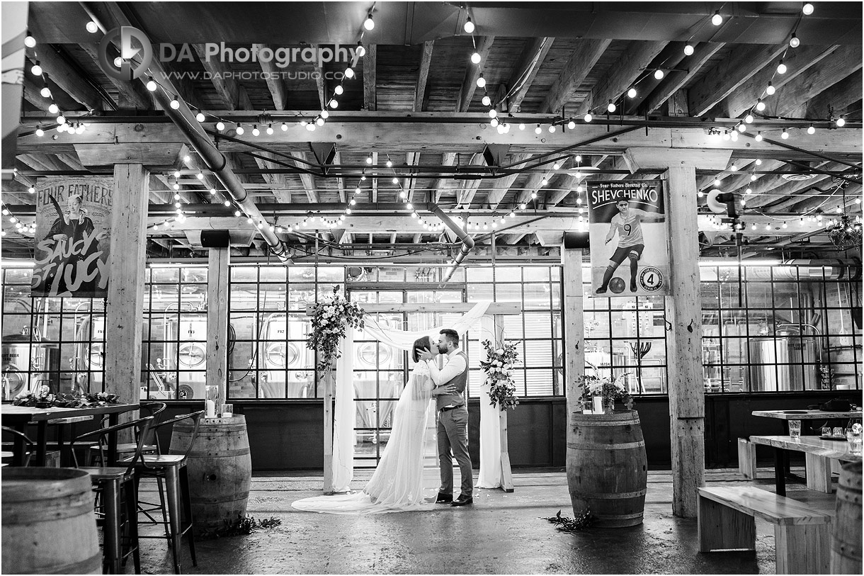 Bride and Groom at Four Fathers Brewery