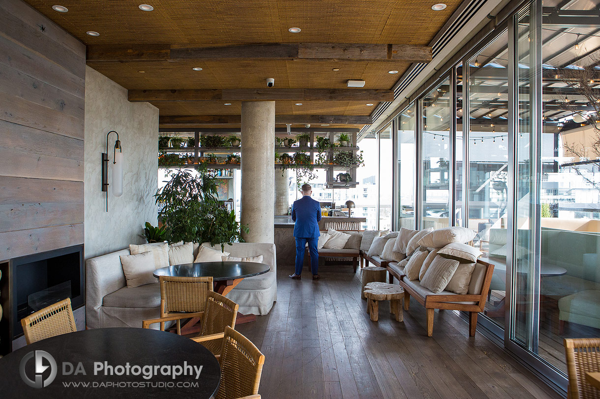 Groom on a First Look at Harriet's Rooftop in 1 Hotel