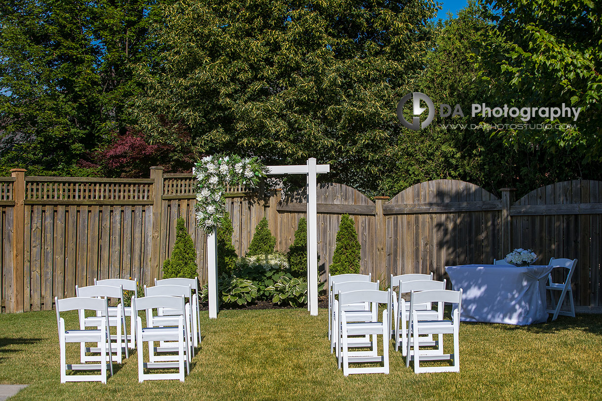 Backyard set up for wedding in Guelph