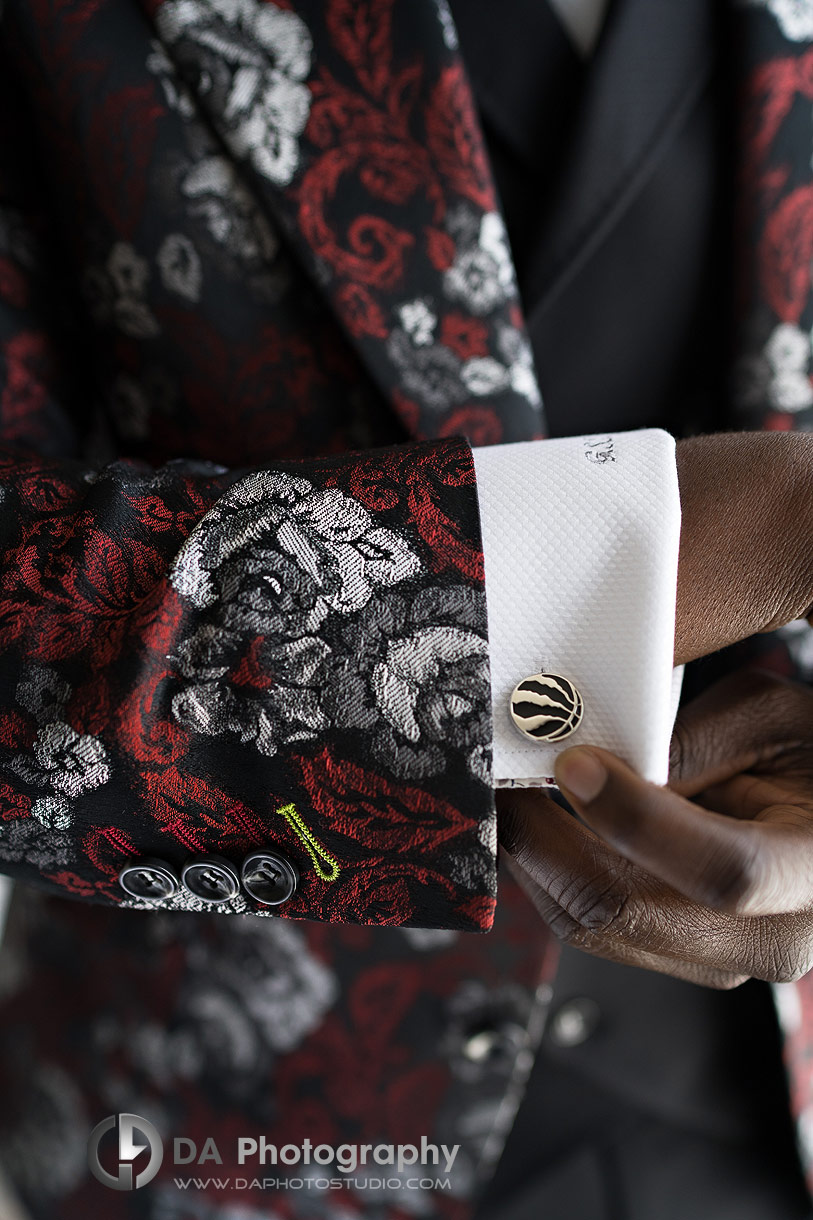 Groom with Toronto Raptors cufflinks