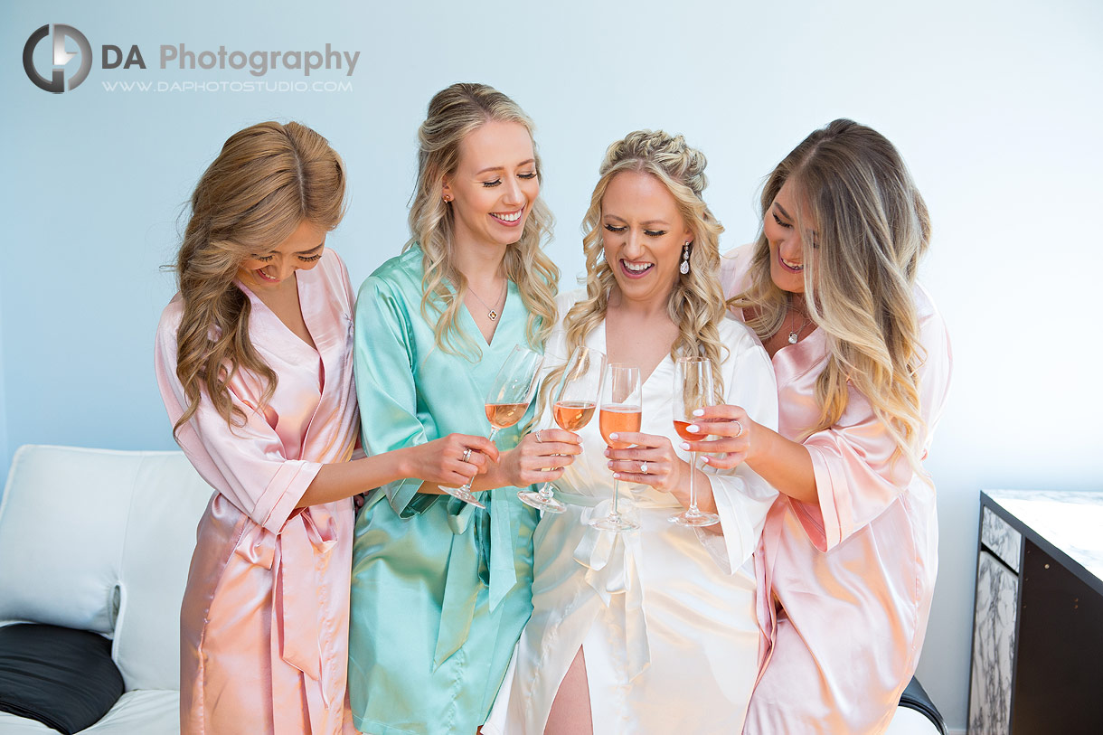 Bridesmaids in robes in Oshawa