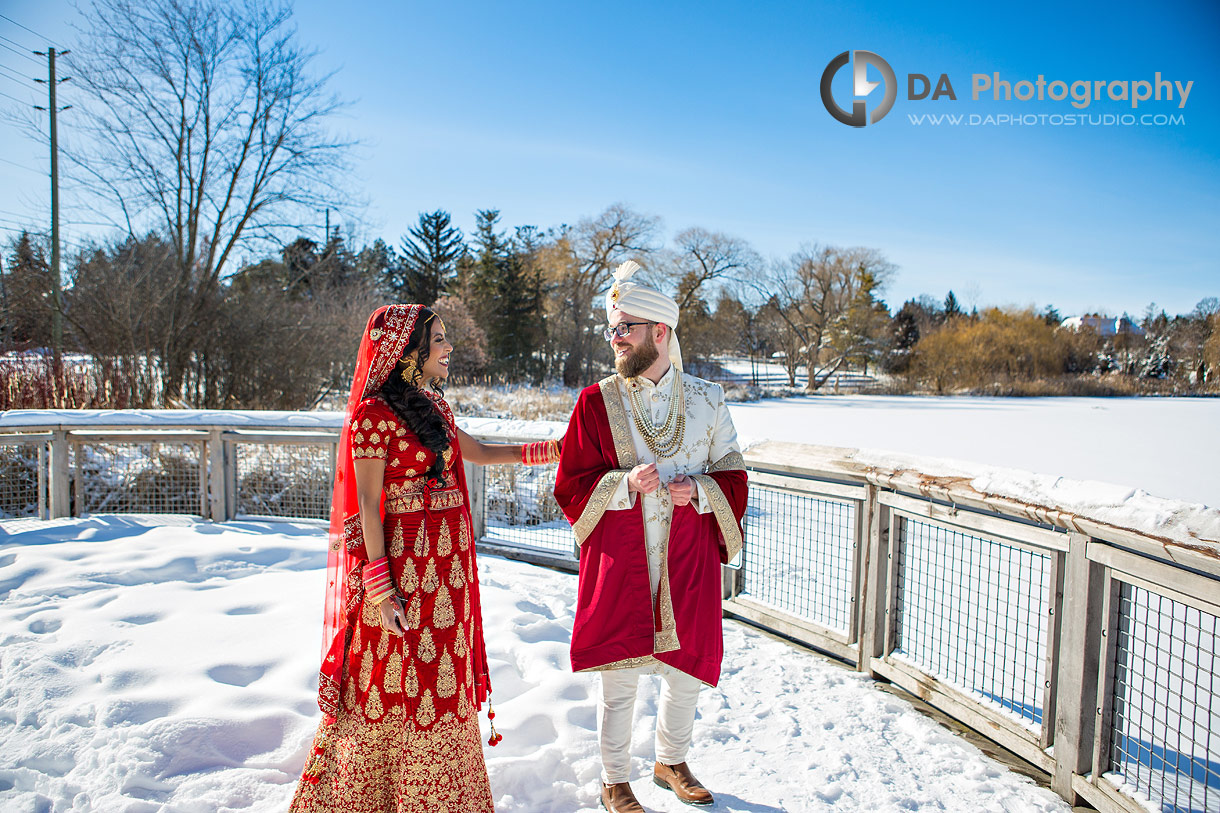 Bride and Groom at Oakbank Pond Park in Vaughan