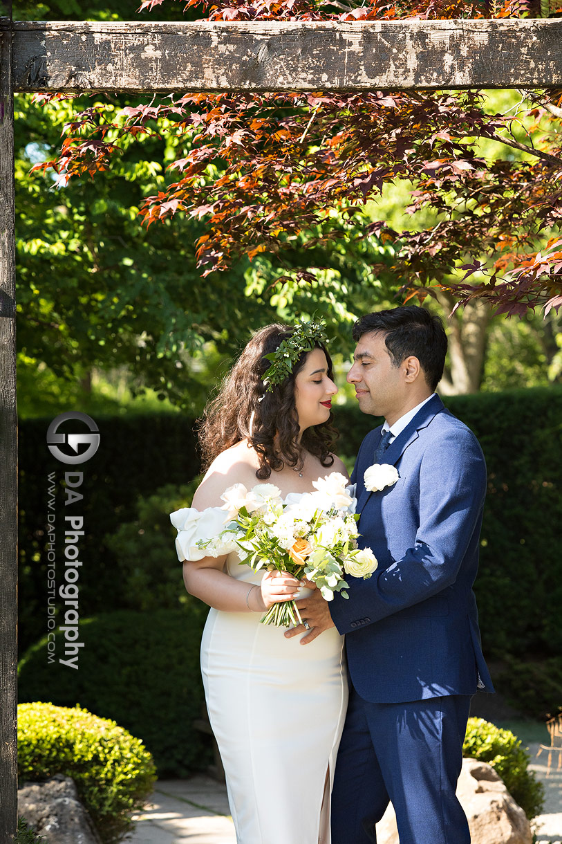 Bride and Groom at the Japanese Garden at The Arboretum in Guelph 