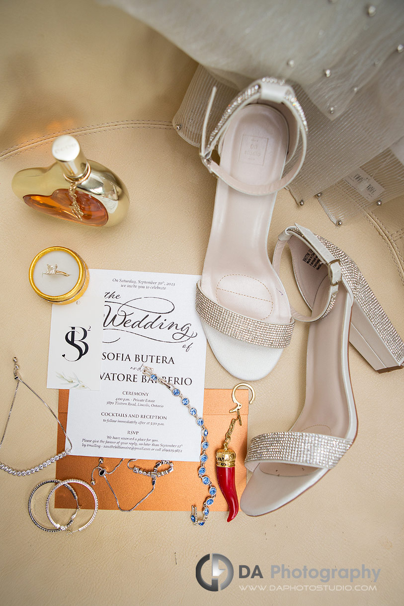 Photo of a bride's wedding details 