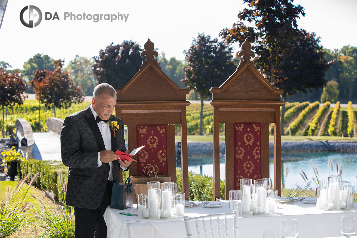 Groom reading a letter from his wife-to-be at Lincoln Estates