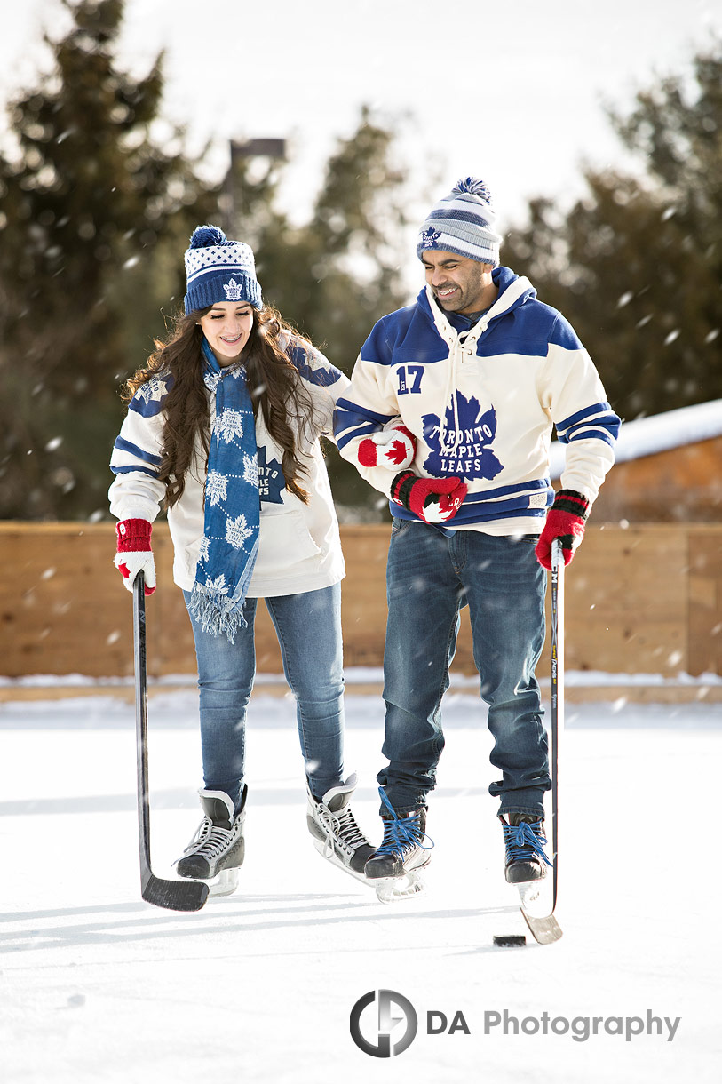 Hockey Theme Winter Engagements at Mono