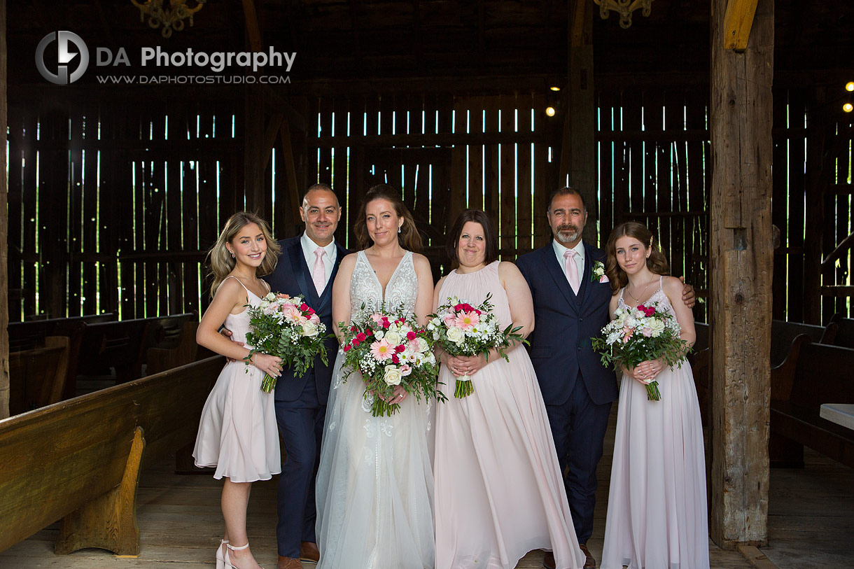 Bridal party in a barn wedding