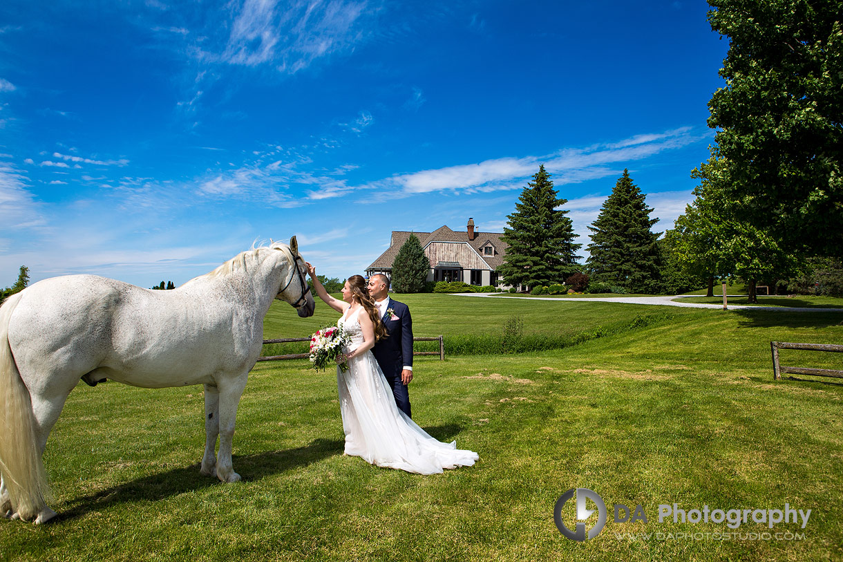 Bride and Groom at a Horse Stables Wedding