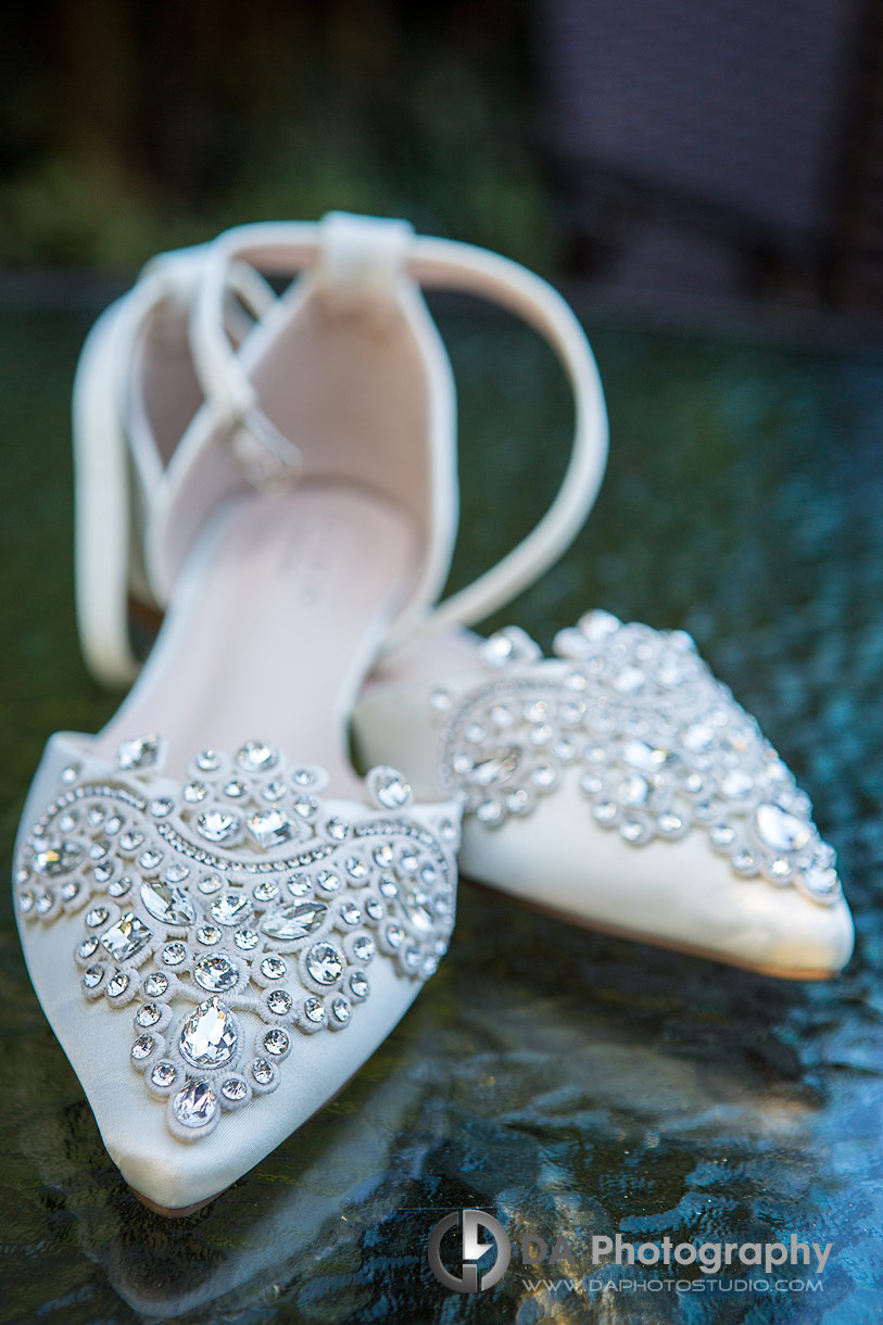 Detailed photo of a wedding shoes