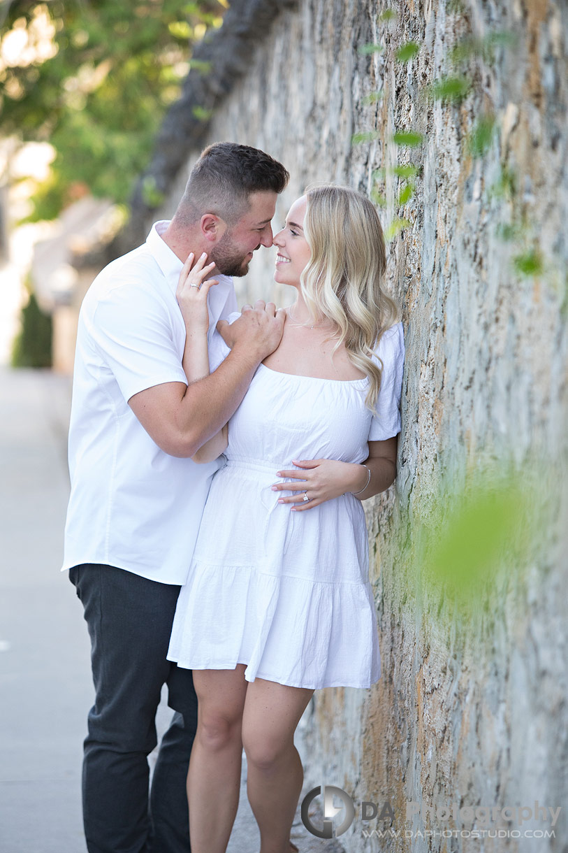 Intimate engagement photo at Elora Mill