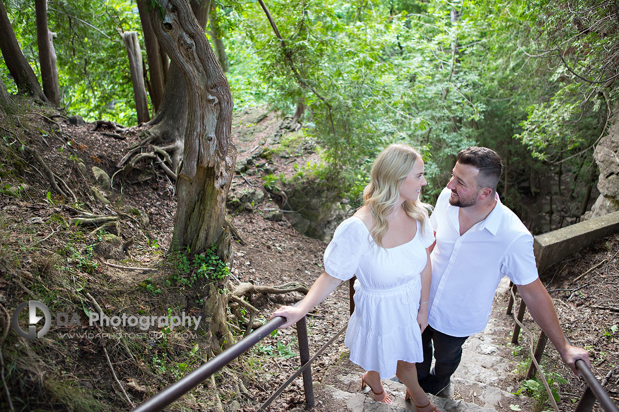 Couple at the stairs going to Elora Gorge