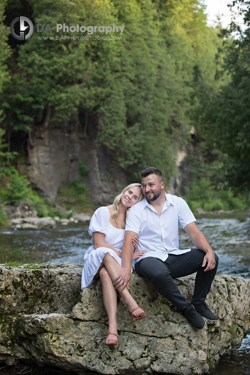 Intimate engagement photo in Elora