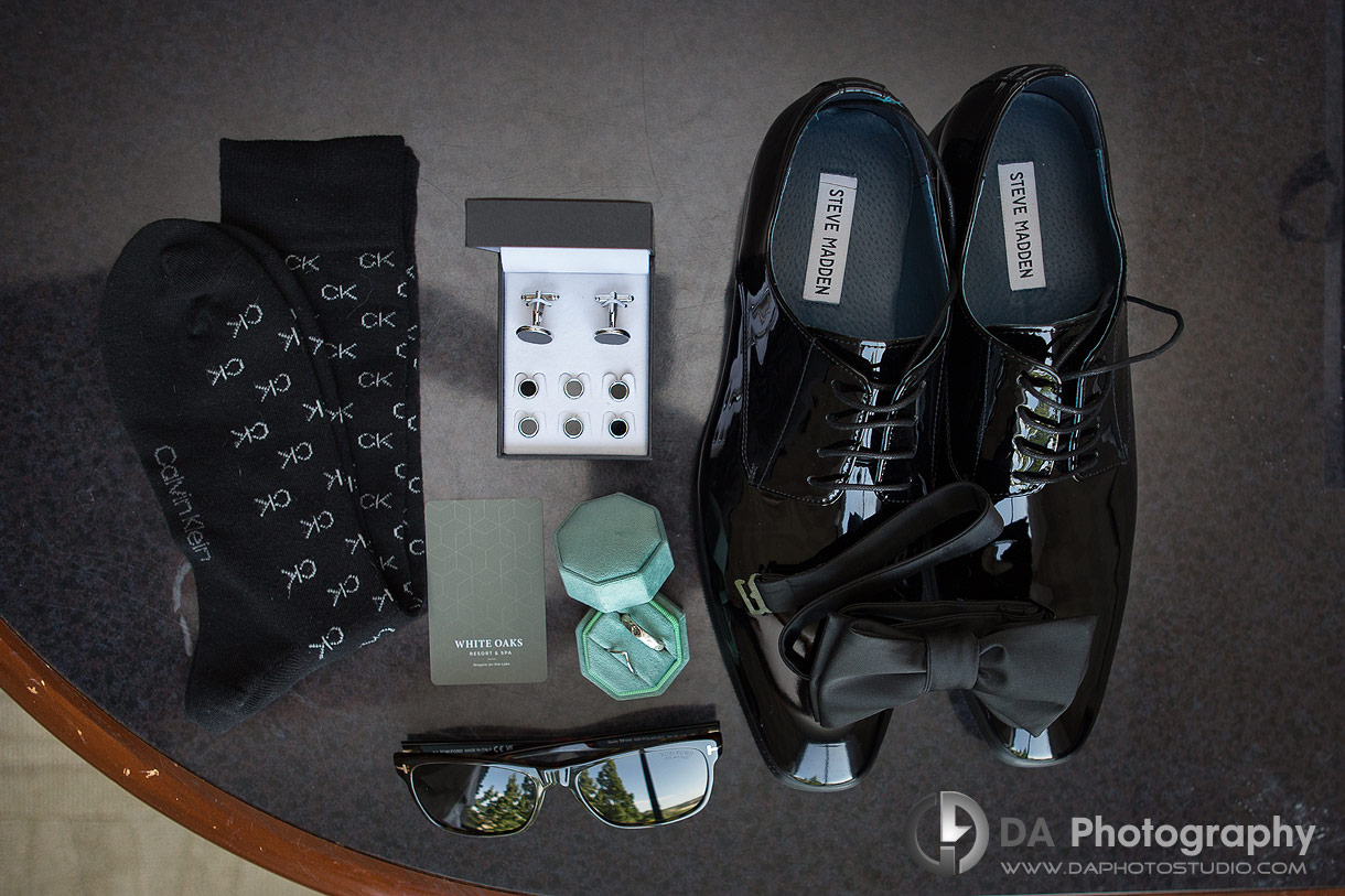 Groom's wedding day accessories at White Oaks Resort and Spa