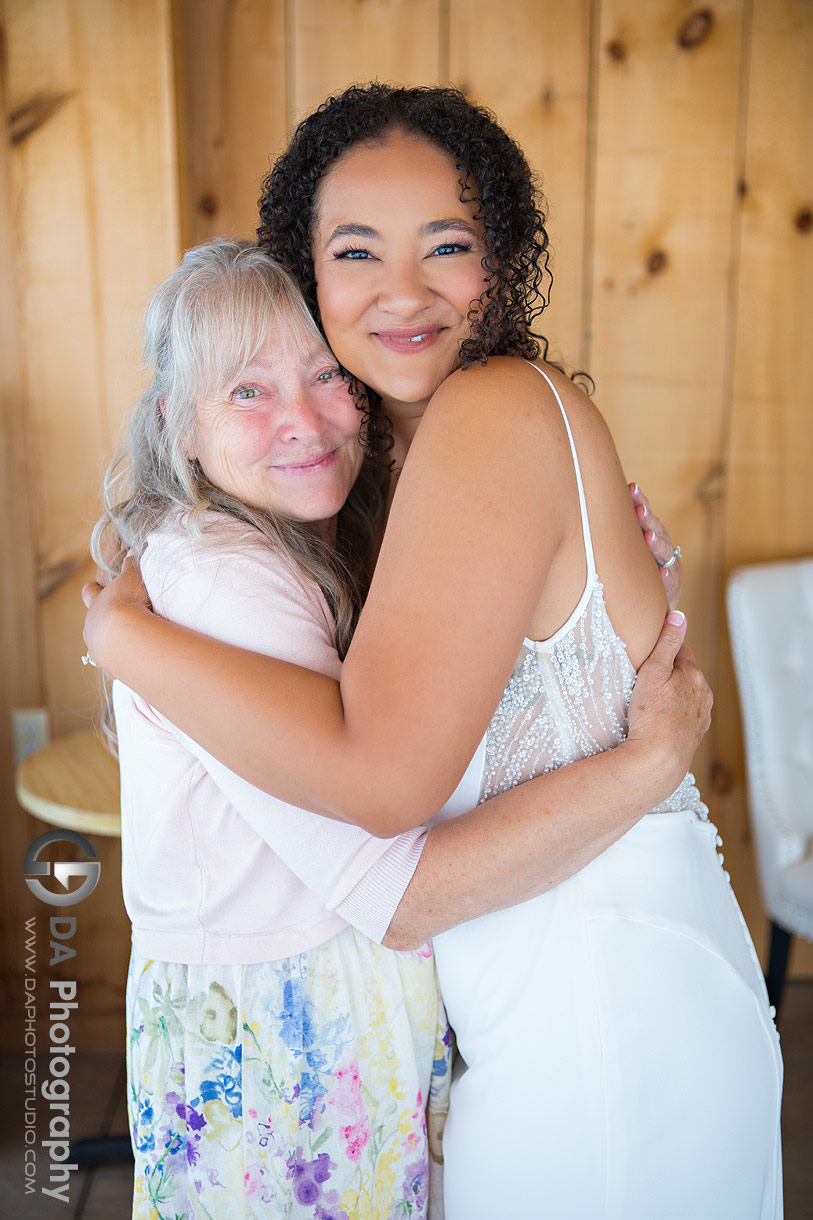 Bride with her mom at Peach Orchard in Niagara