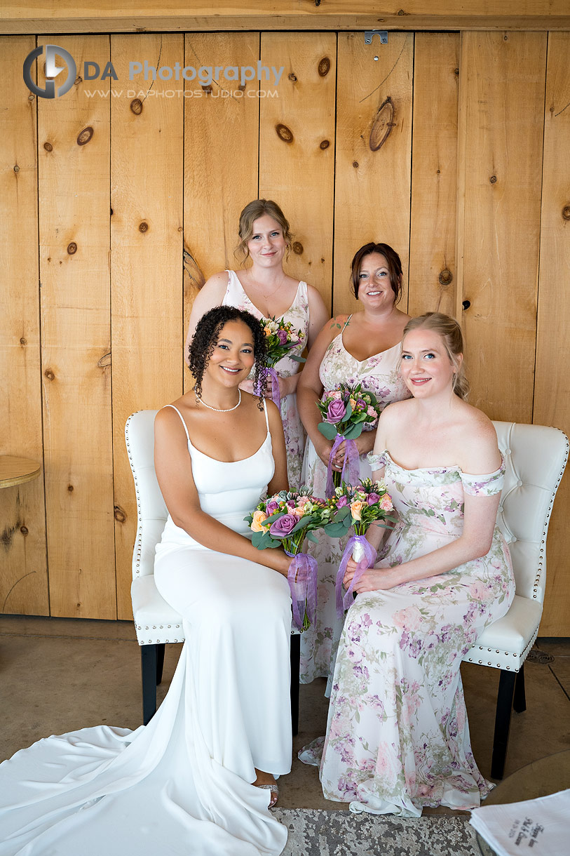 Bride with her Bridesmaids at Niagara's Peach Orchard Wedding