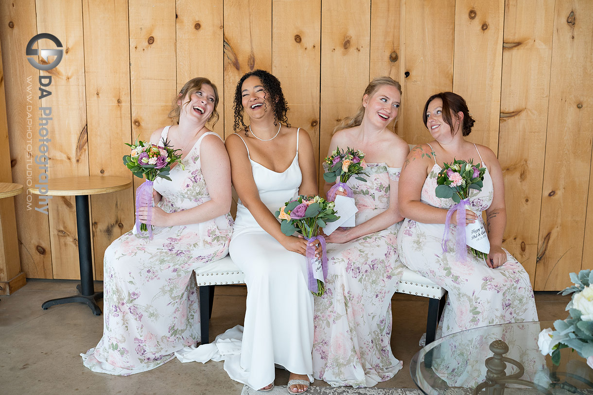 Bride with her Bridesmaids at Niagara's Peach Orchard Weddings